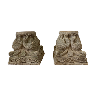 Pair of stone columns of the eighteenth century