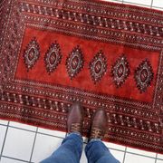 Tapis Boukhara ouzbek vintage fait main, 91 cm x 155 cm, années 1950