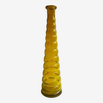 Vintage yellow glass bottle vase