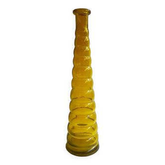 Vintage yellow glass bottle vase