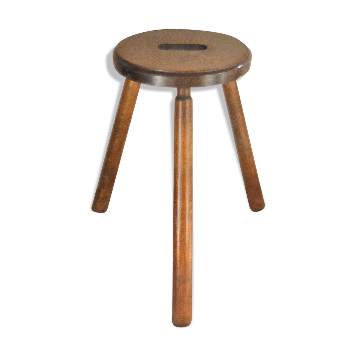 Tripod stool in raw wood with handle