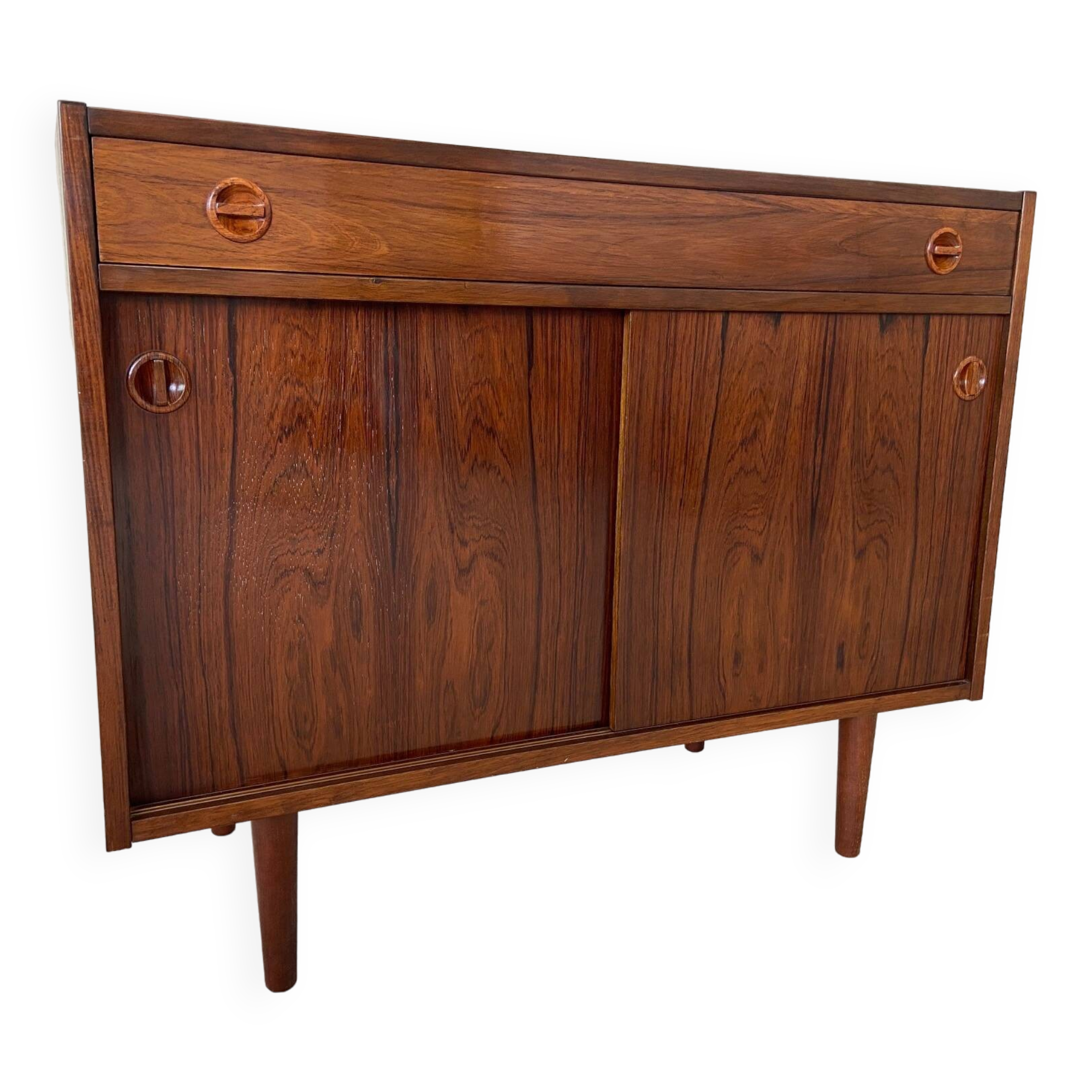 Vintage danish mid century rosewood sliding door cabinet 1960s