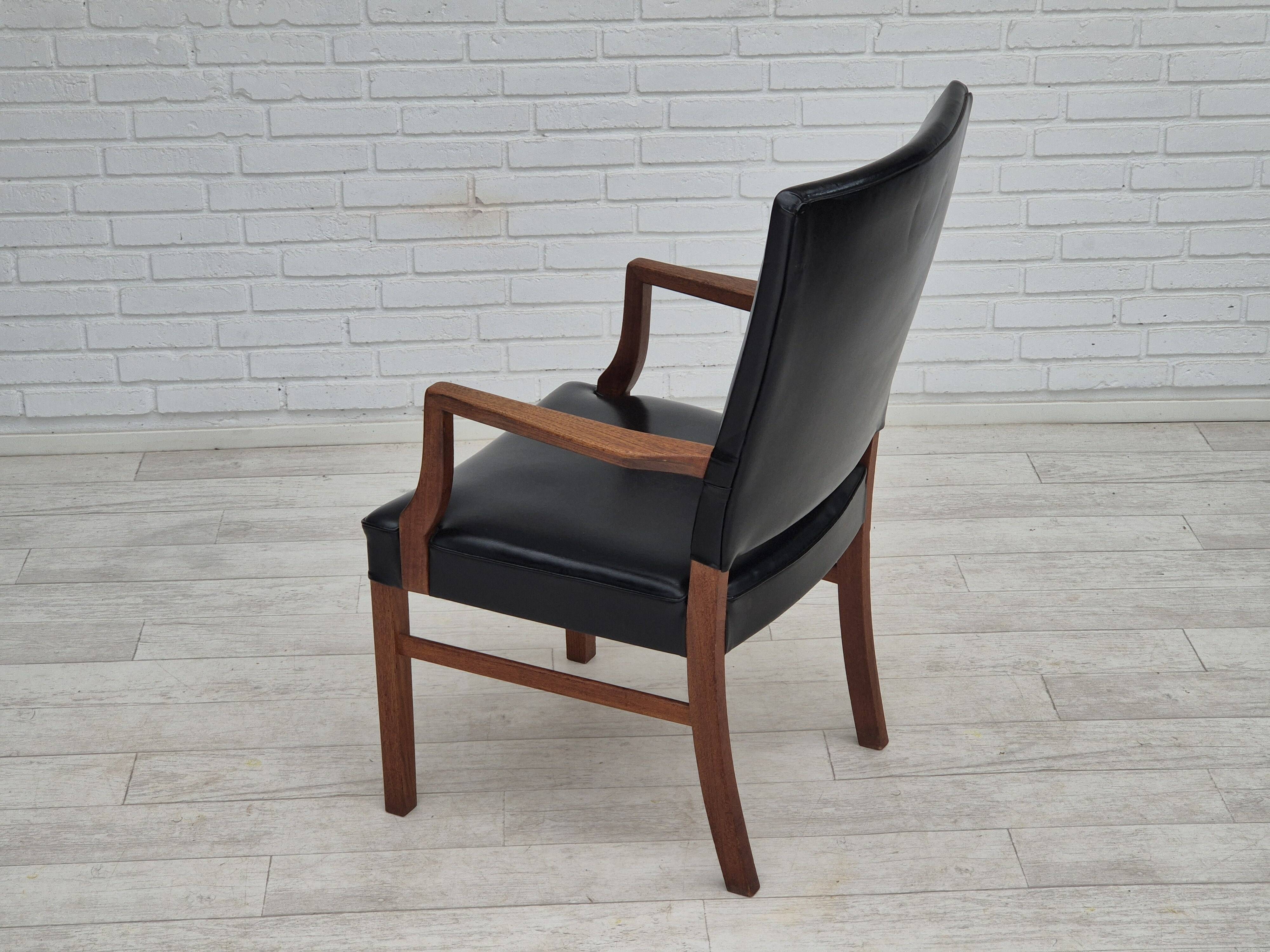 1960s, Danish armchair, original very good condition, teak wood, artificial leather.