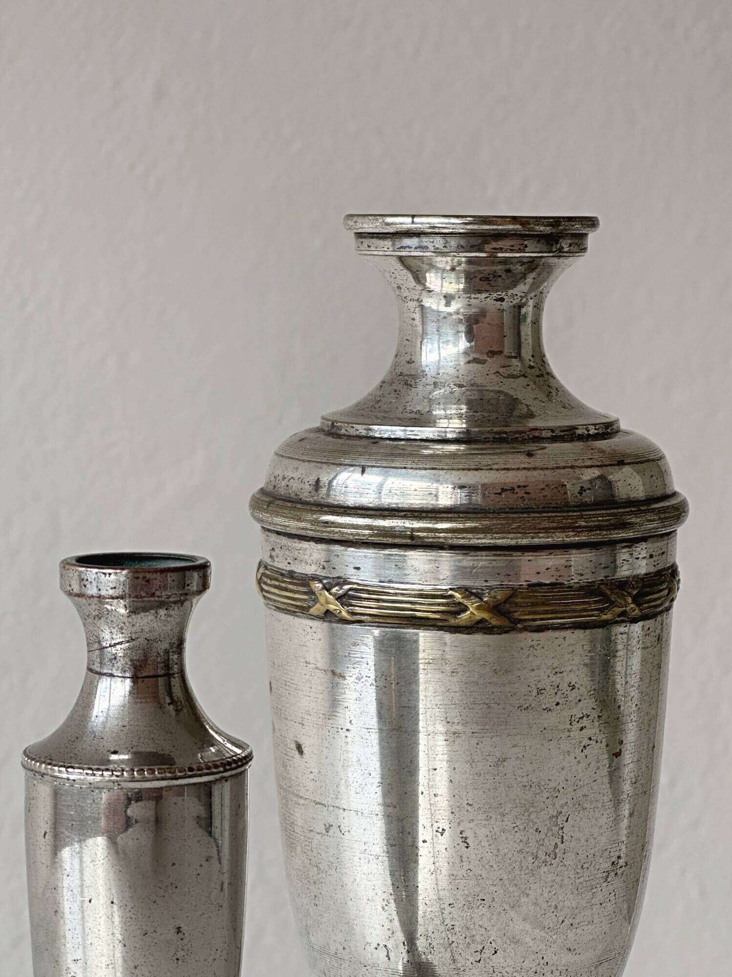Pair of antique silver-plated vases