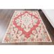 Vintage Turkish Oushak Handmade Wool Cotton Red Area Rug 127x209