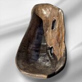 Vintage olive wood tray, serving dish, trinket, brutalist
