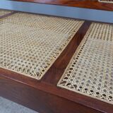 Mid century 3 seater sofa / bench teak wood and Vienna 1950s