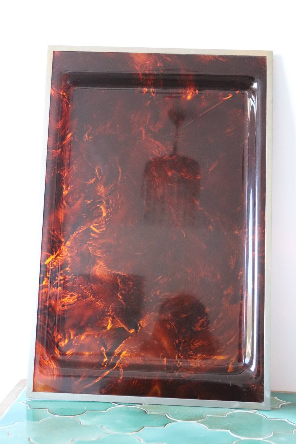 Vintage 70s tortoiseshell style lucite tray