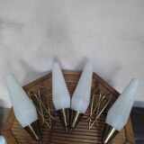 Duo of double appliques in brass and opalines