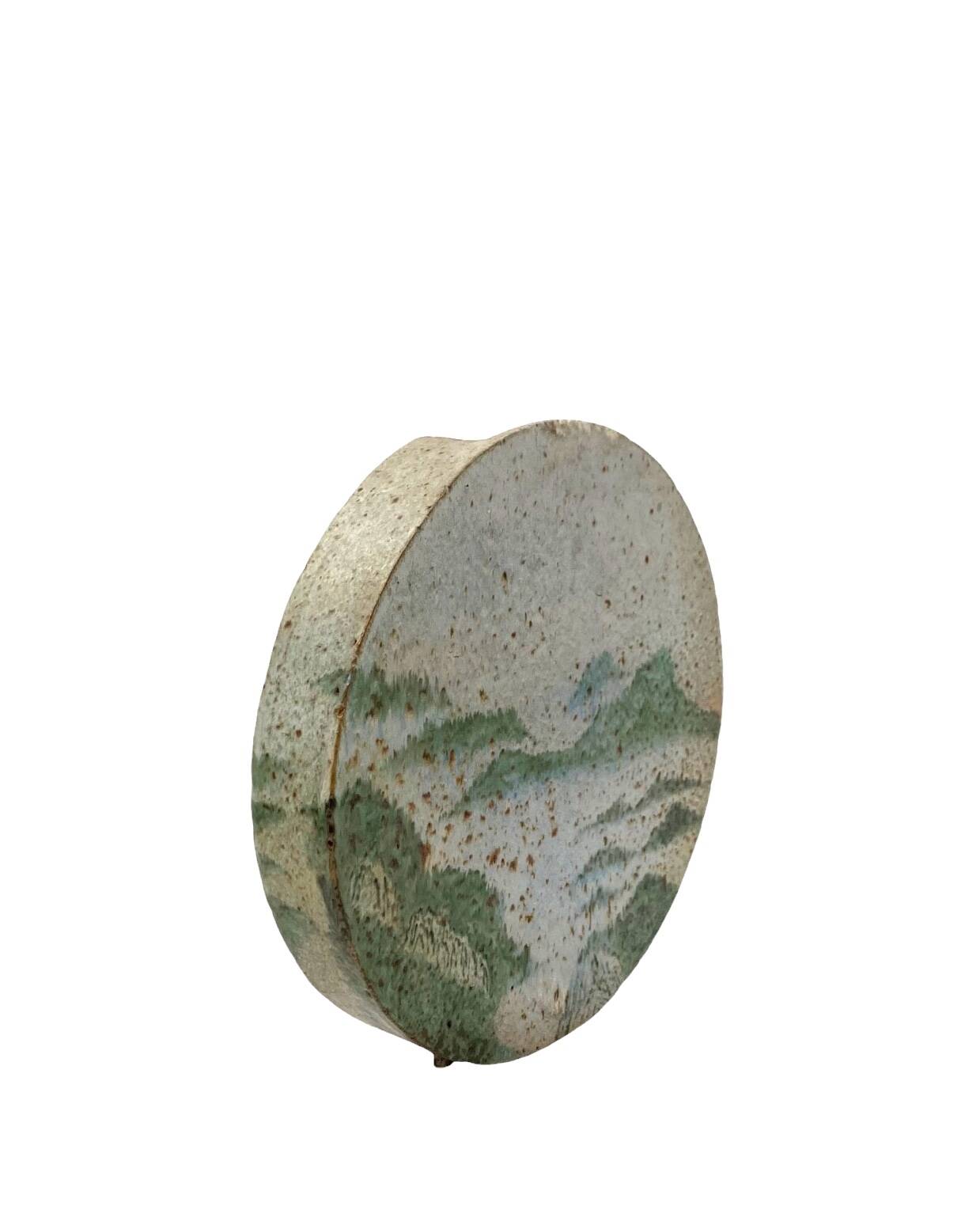 Pierre Devie, Mid-century modern green ceramic solifleur vase, France 1980