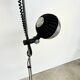 Two-spot floor lamp phase — brushed steel and matte black — 1970s