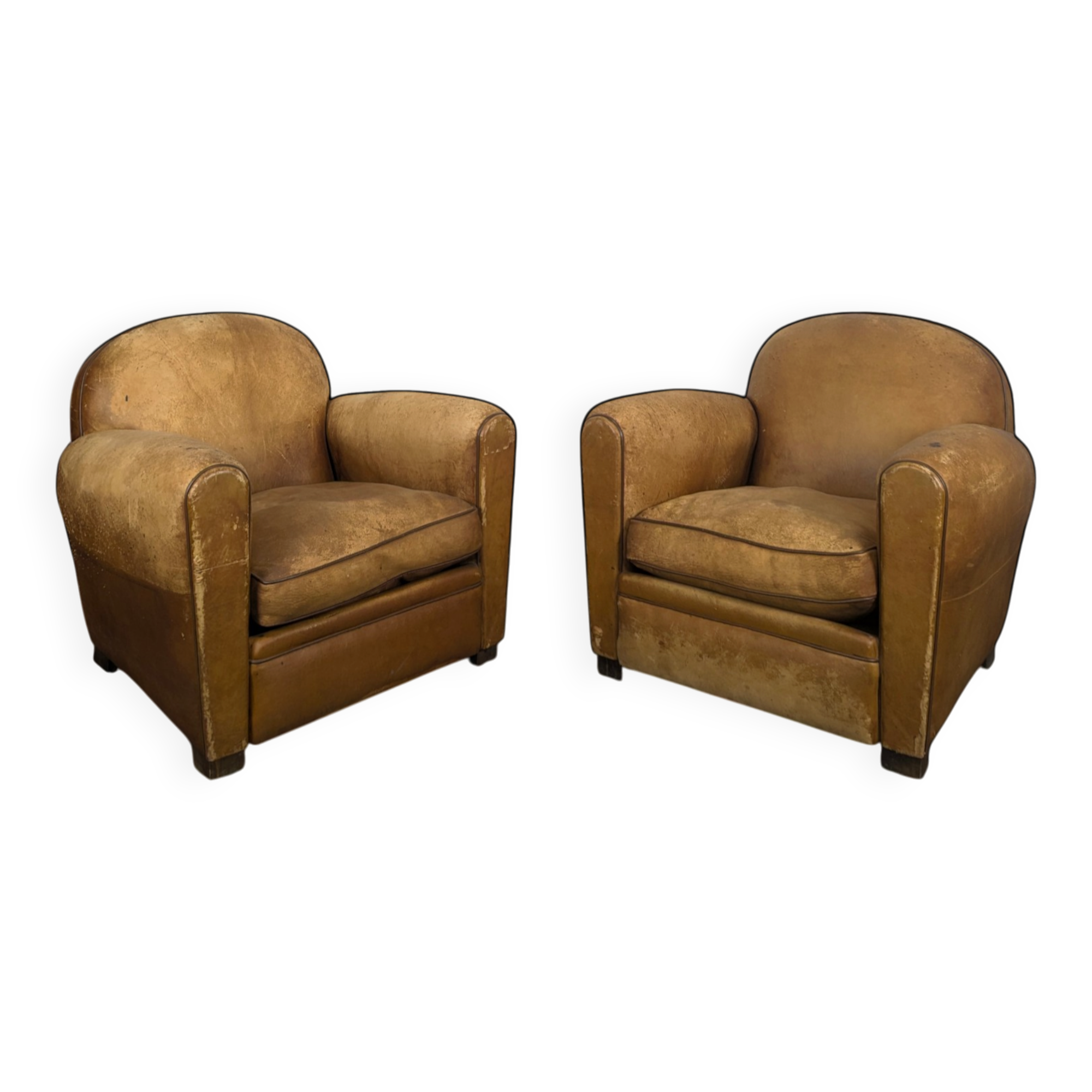 Paire de fauteuils club, années 30