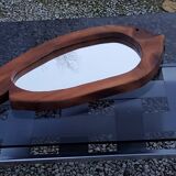 Fish design mirror in walnut stamped R.Lecompte