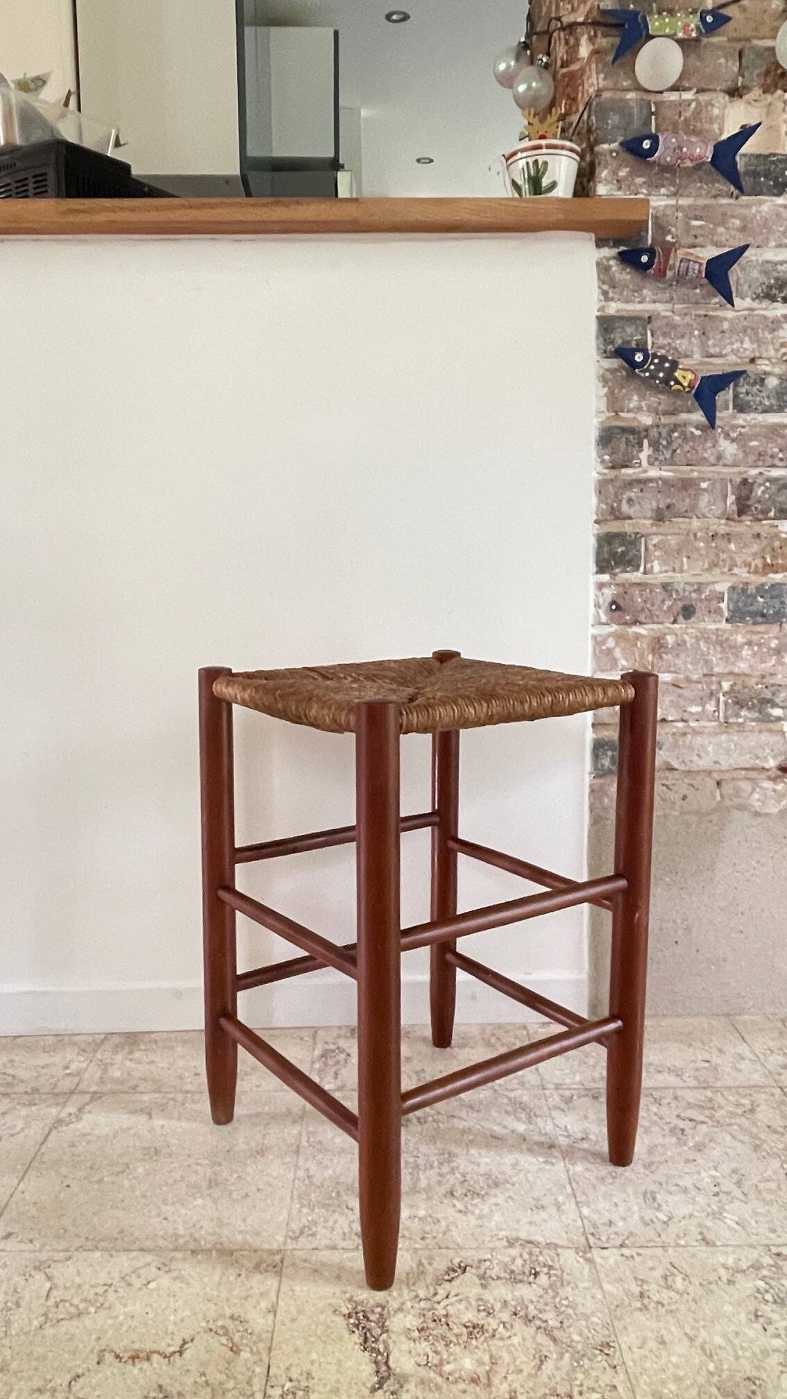 TABOURET Paille VINTAGE