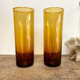 6 amber Long Drink glasses