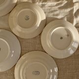6 vintage dessert plates signed mismatched blue and white porcelain tableware - Lot E