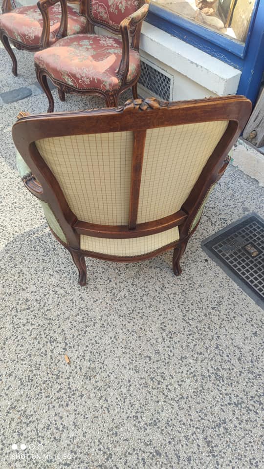 Pair of Louis XV style cabriolet armchairs