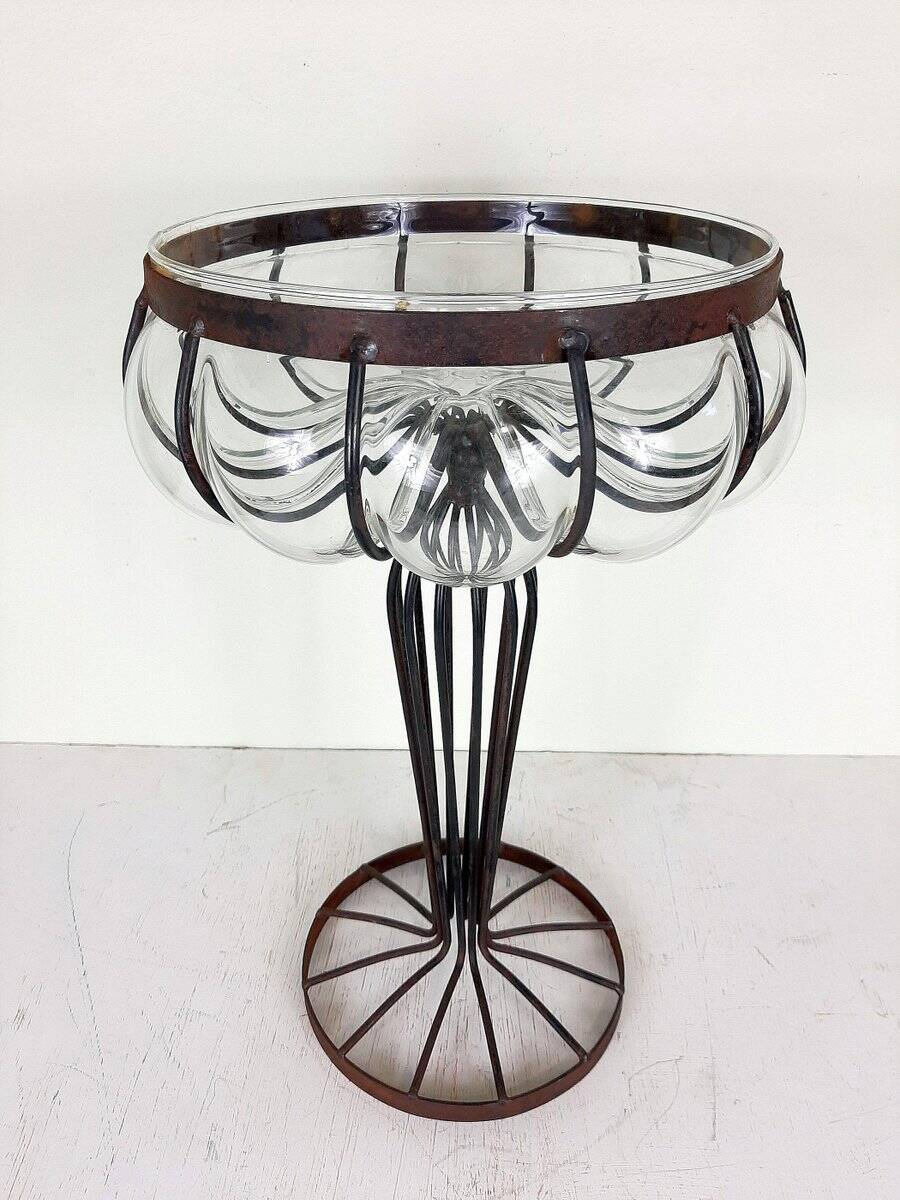 Vintage glass and metal vase, 1970s