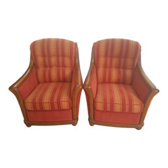 Fauteuil merisier en velours