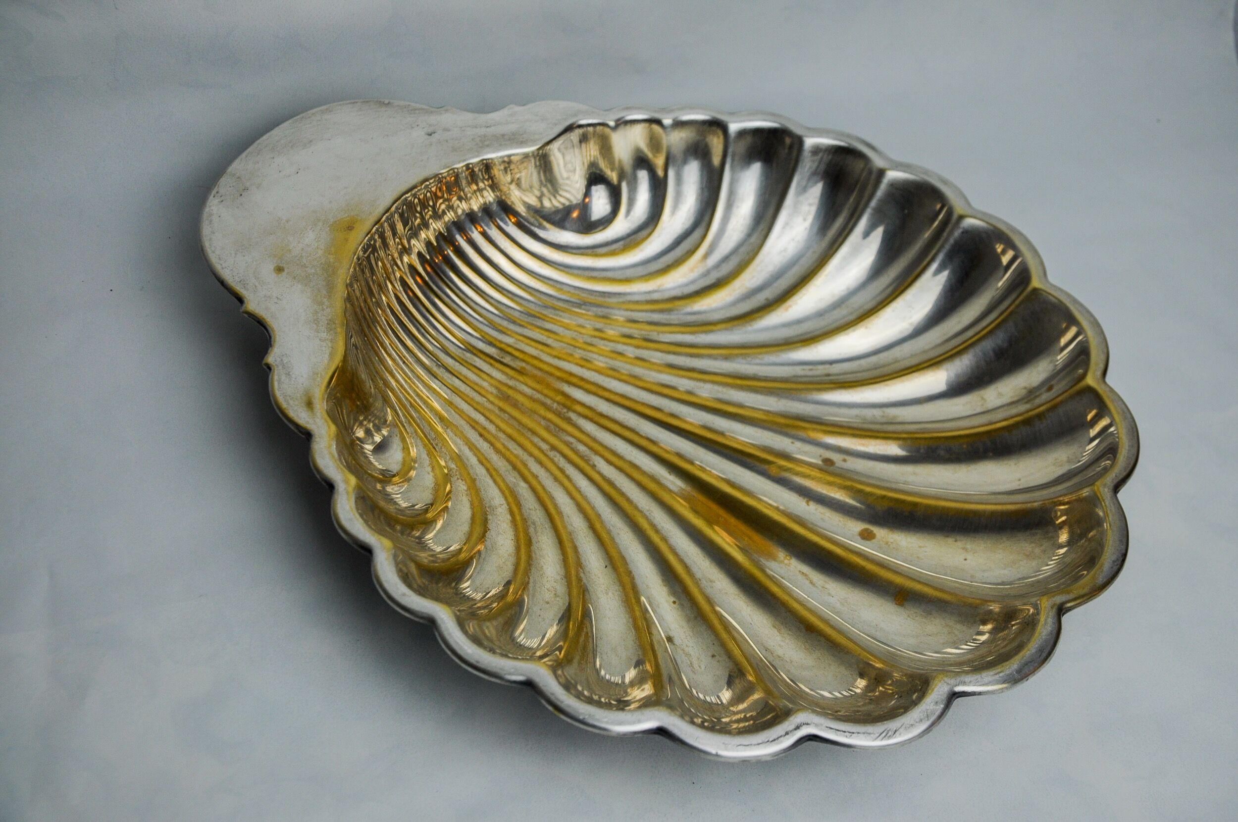 Vide pouch shell, brass, silver plated, Spain, 1970