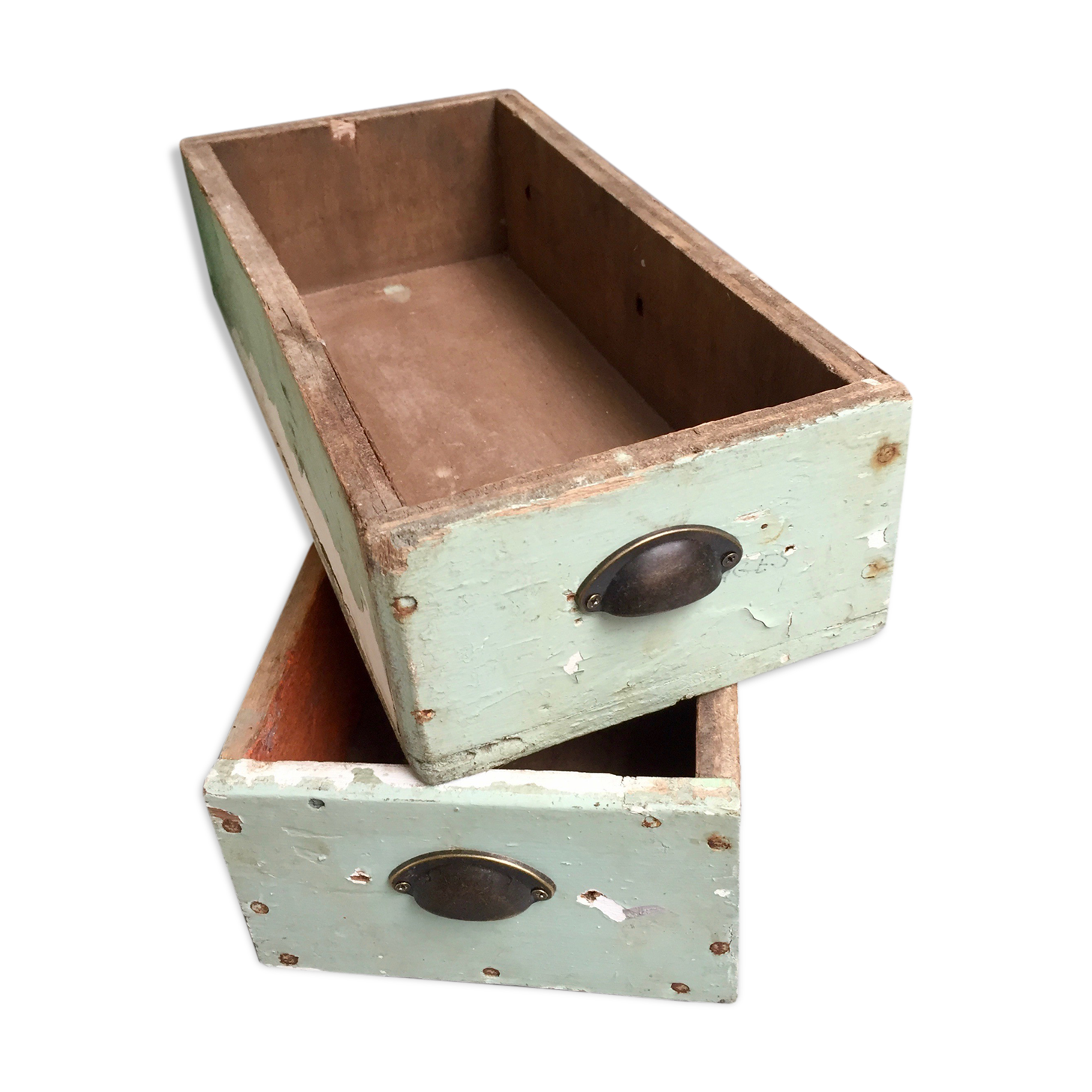 Lot of 2 trendy Wabi Sabi workshop drawers