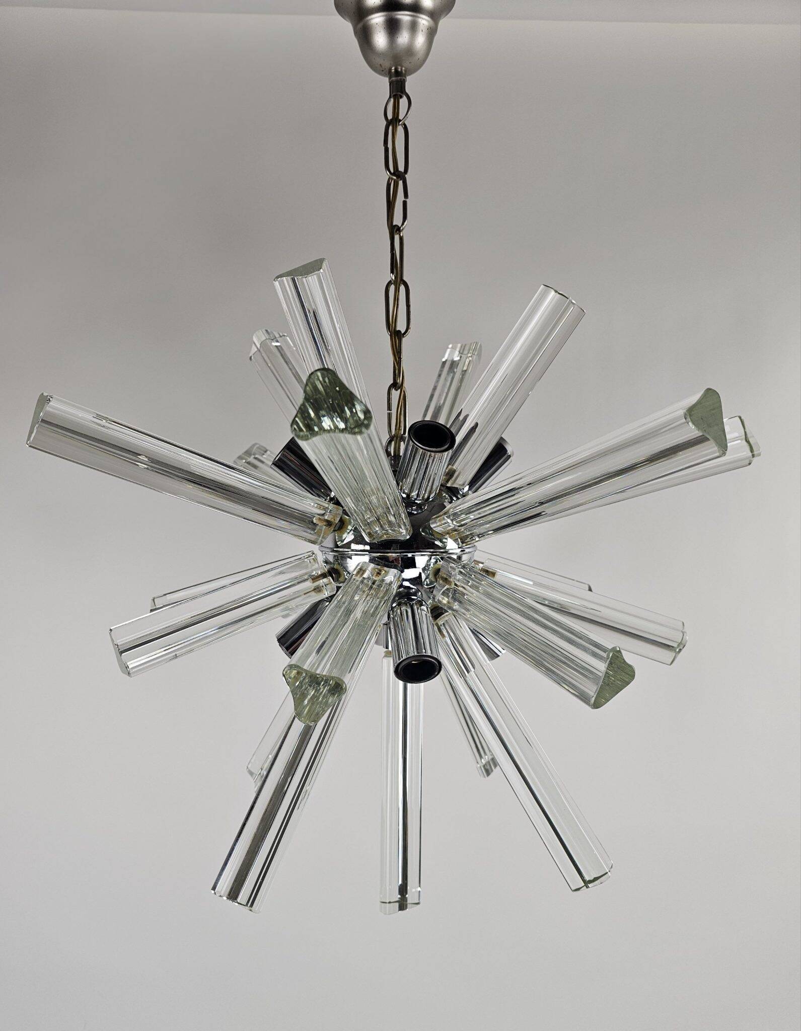 Italian starburst Sputnik chandelier – chrome & Murano glass
