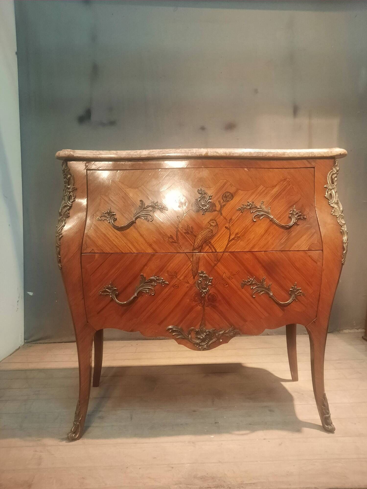Louis XV style marquetry chest of drawers