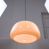 Mid-century Pink Glass & Brass Pendant Lamp