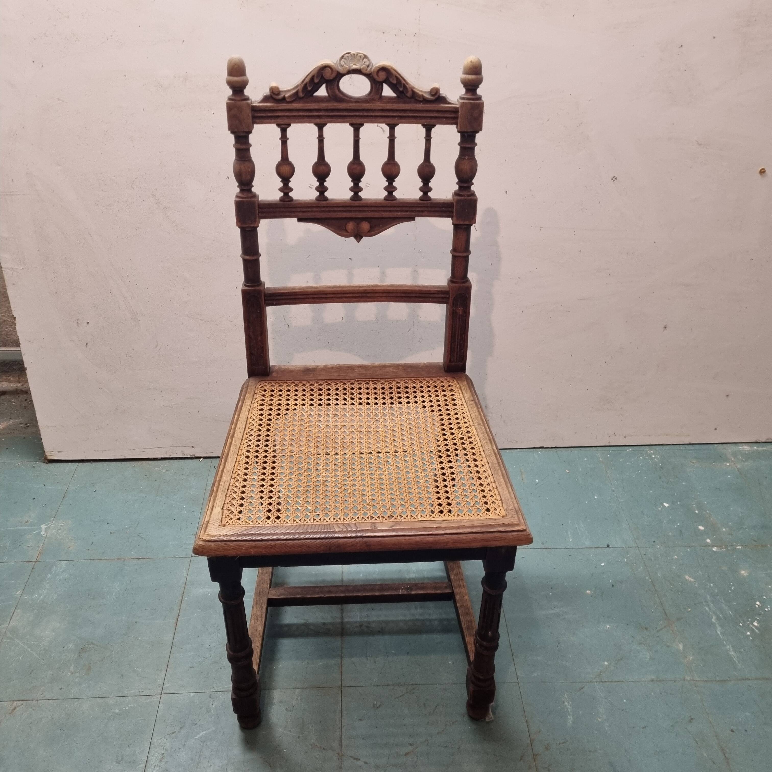 Rattan and wood bedroom chair