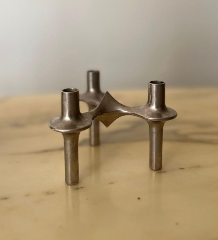STOFF Nagel candle holder in real metal, 1960