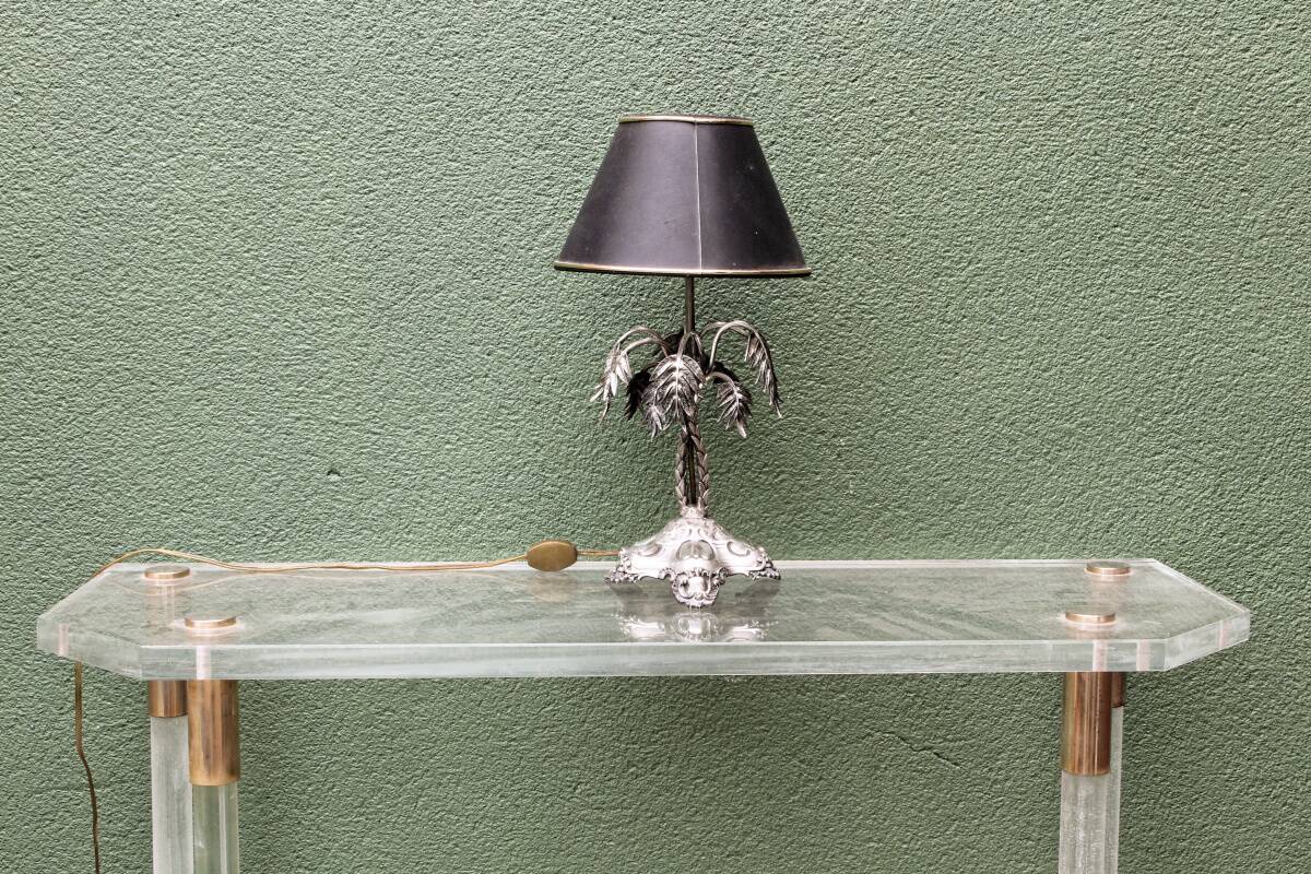 Silver-plated palm lamp, 1910, Thomas Bradbury & Sons