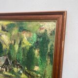 Old paysgae painting oil on canvas assembly