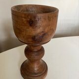 Cache pot 19e néo classique en bois massif tourné H24cm