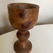 Pot cover 19th neo classic solid wood turned H24cm