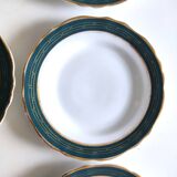 Set of 6 plates 19th green and gold edge