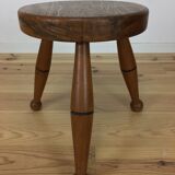 Tabouret tripode chêne massif art déco