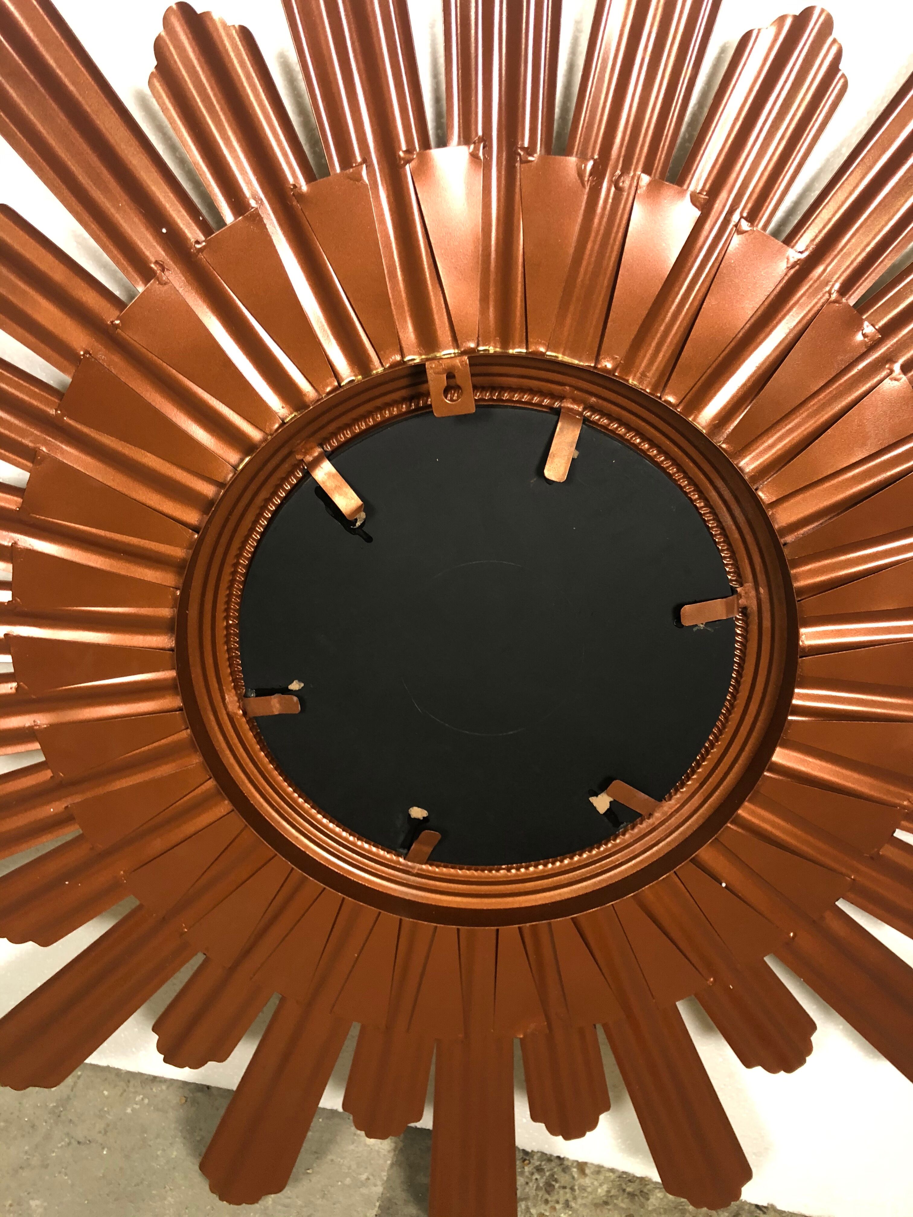 Sun mirror "André" in gilded sheet metal witch eye