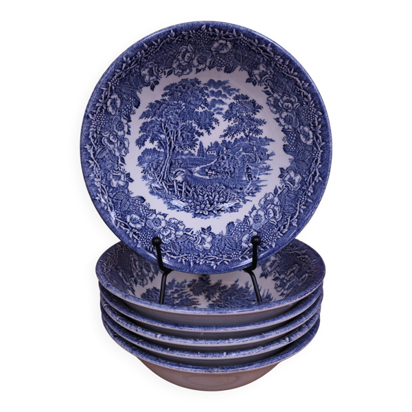 6 bols vintage EIT England - Style Staffordshire / Wedgwood