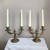 Gilded bronze candlesticks with moving branches decorated with acanthus leaves