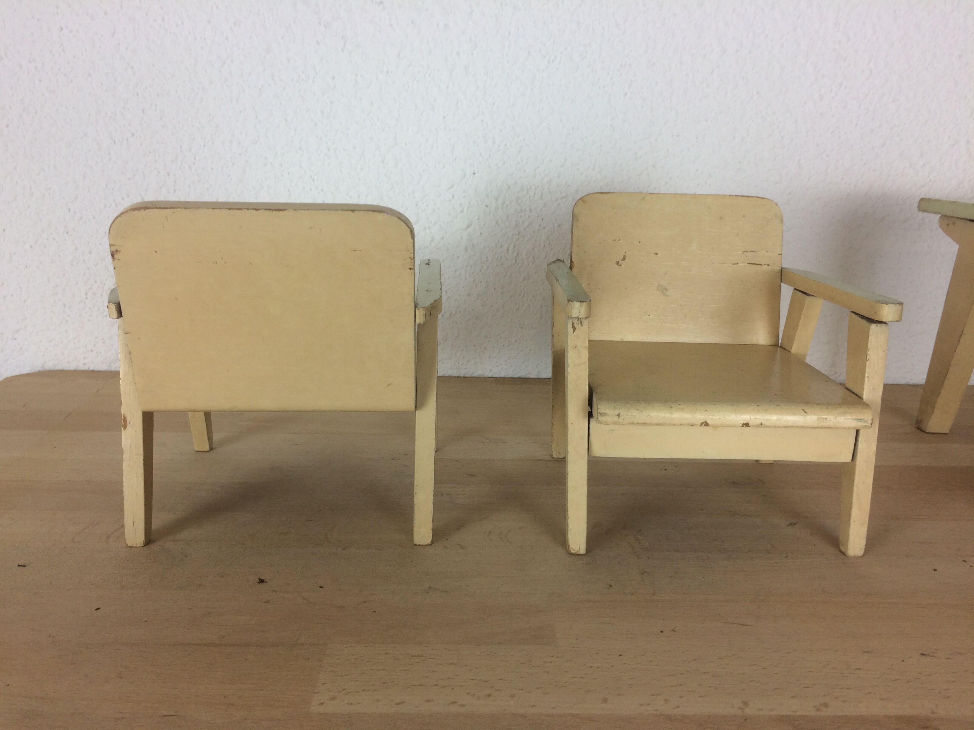 Wooden table and chairs for dolls, child's toy