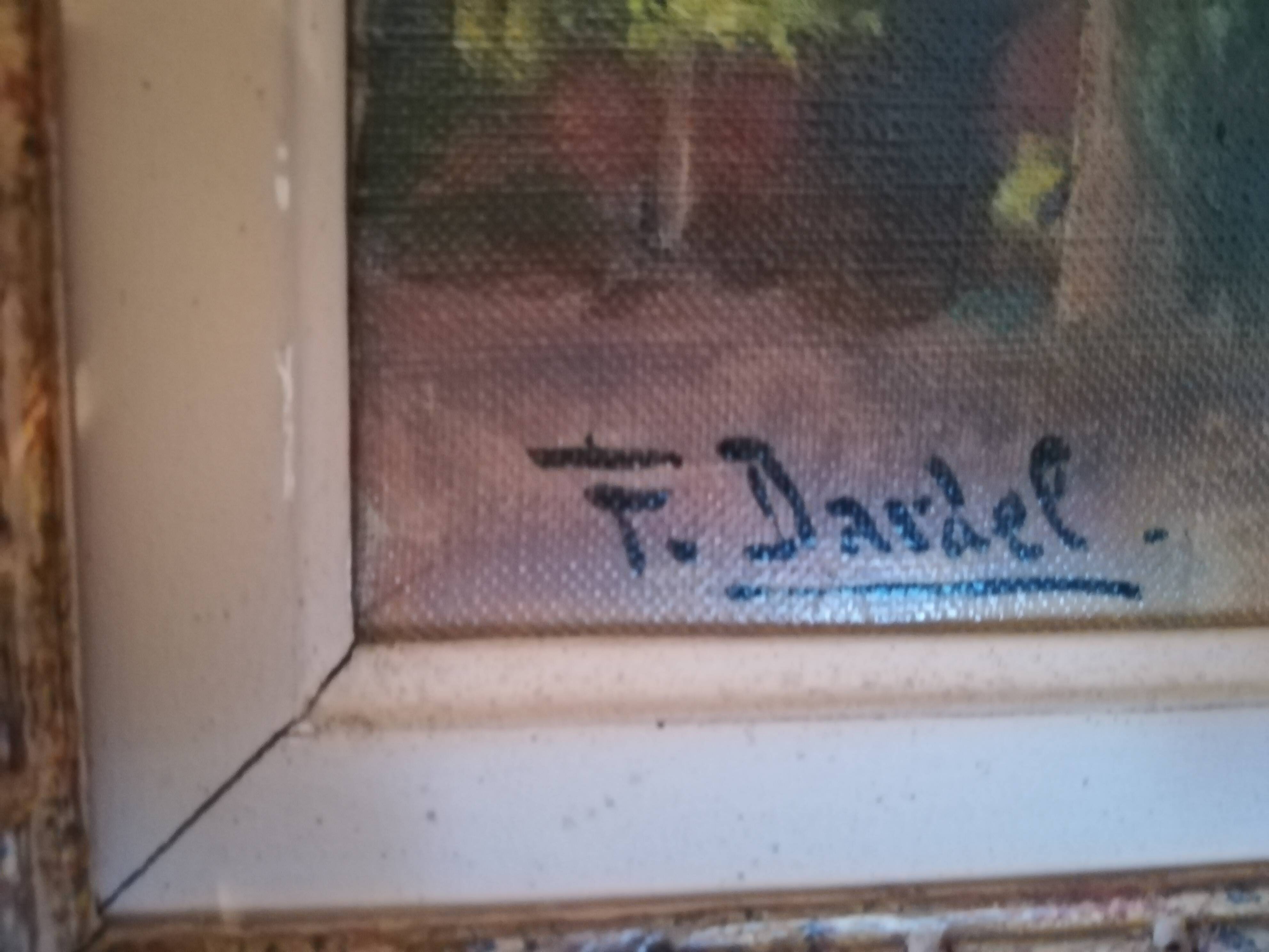 Canvas on Oil representing the Manor of Vassinhac in Collonges-la-Rouge by F DARDEL