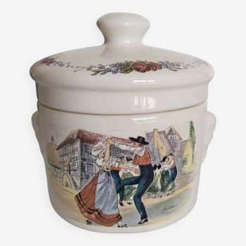 Foie gras pot, bathroom box, jewelry box, earthenware from Sarreguemines, Obernai