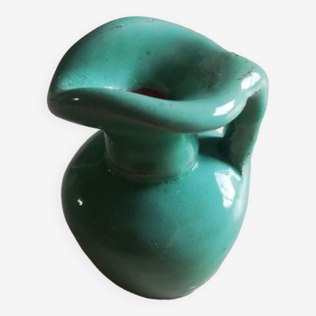 Tout petit soliflore turquoise en forme de cruche céramique