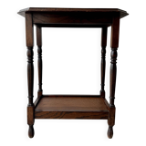 Table d'appoint ancienne en bois à 2 niveaux