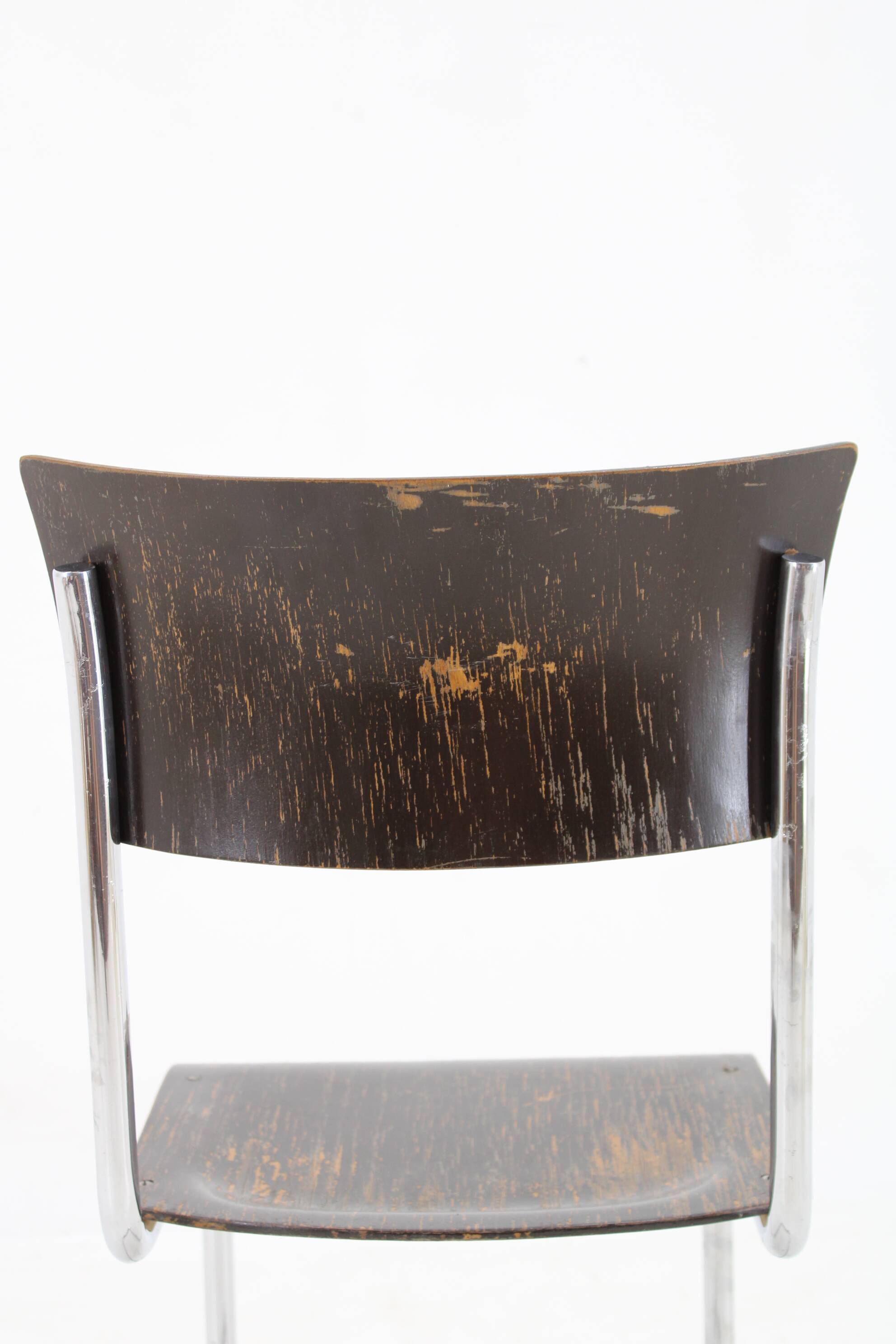 1930s Bauhaus Tubular Chair by Robert Slezak , Czechoslovakia