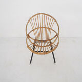Rohe Noordwolde rattan and metal lounge chair, The Netherlands 1950's