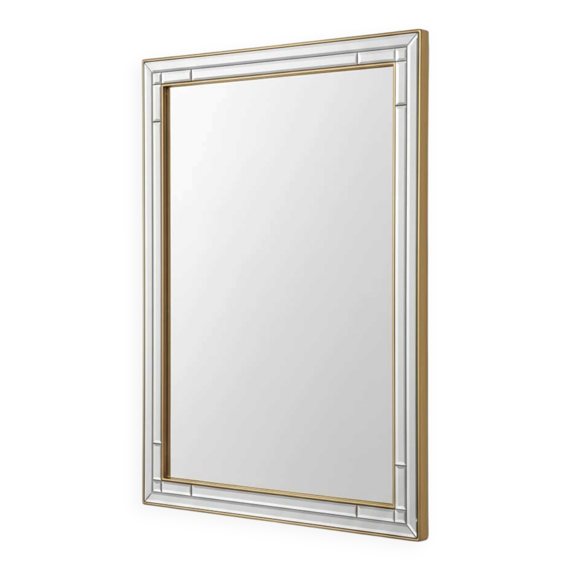 Miroir mural biseauté filet or