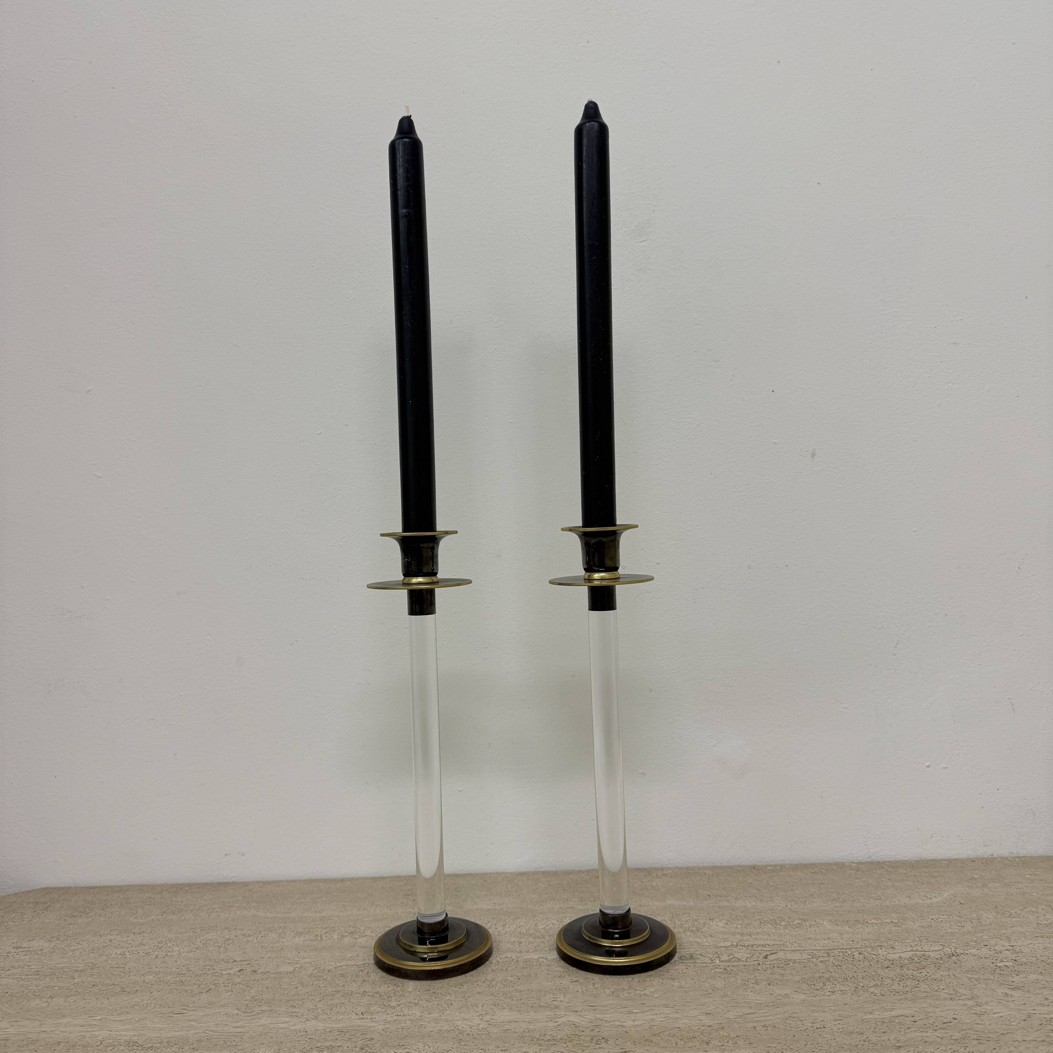 Set of 2 Caravell lucite candle sticks, 1970’s