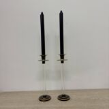 Lot de 2 bougeoirs en lucite Caravell, années 1970