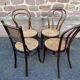 Set of 4 mismatched bistro chairs vintage curved wood